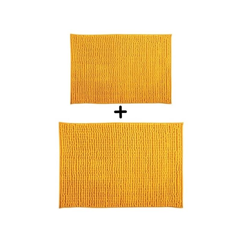 spirella Lot de 2 Tapis de bain Microfibre CHENILLE Safran 40x60 et 60x90cm MSV