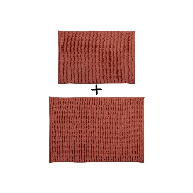 spirella Lot de 2 Tapis de bain Microfibre CHENILLE Terracotta 40x60 et 60x90cm MSV