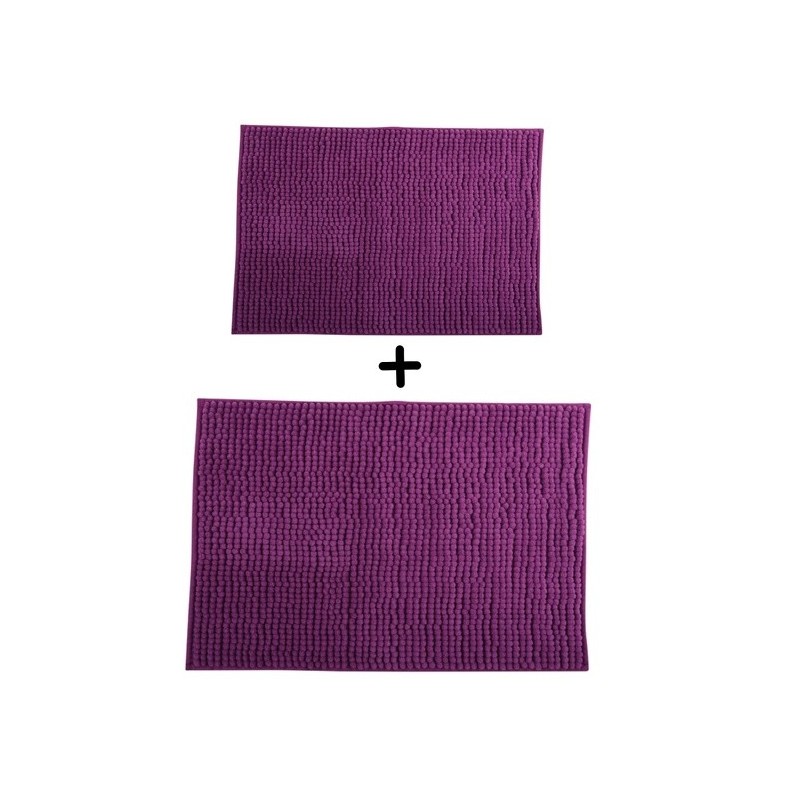 spirella Lot de 2 Tapis de bain Microfibre CHENILLE Violet 40x60 et 60x90cm MSV
