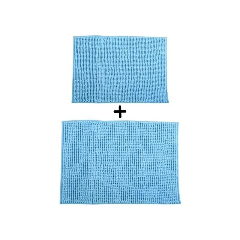 spirella Lot de 2 Tapis Microfibre CHENILLE Bleu Clair MSV