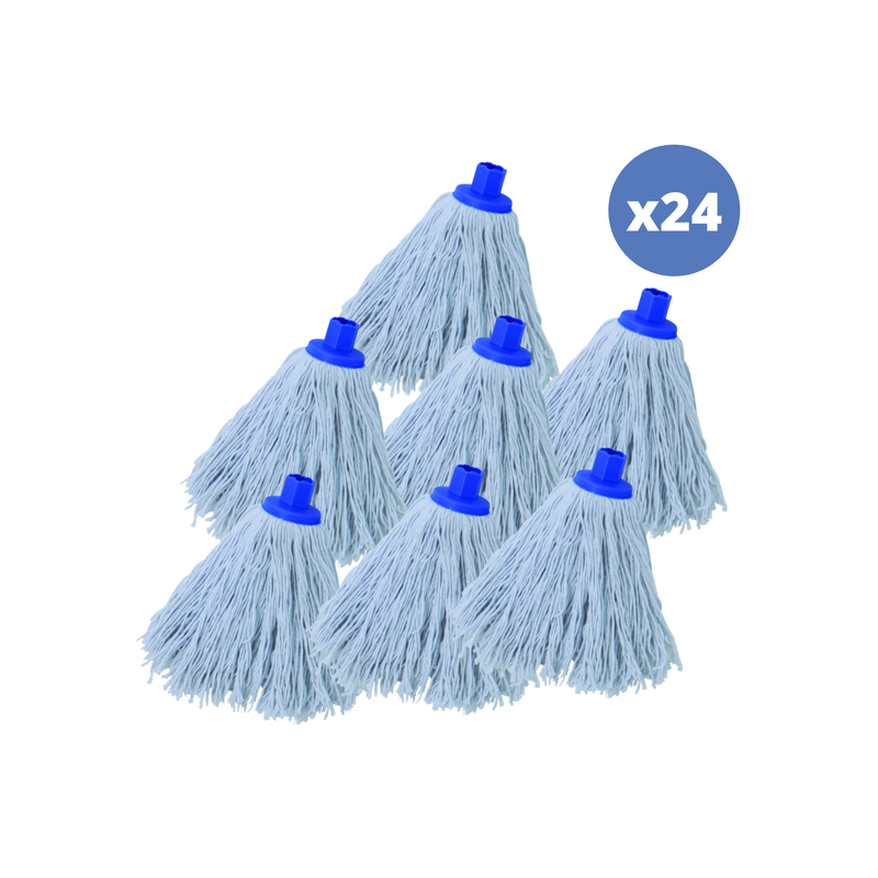 spirella Lot de 24 franges à  serpillière de rechange en coton supérieur 220gr Blanc embout hexagonal