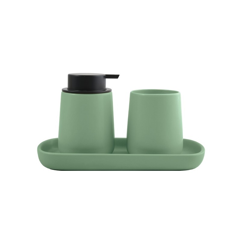 spirella Lot de 3 accessoires de salle de bain en céramique MAONIE Vert Basil MSV