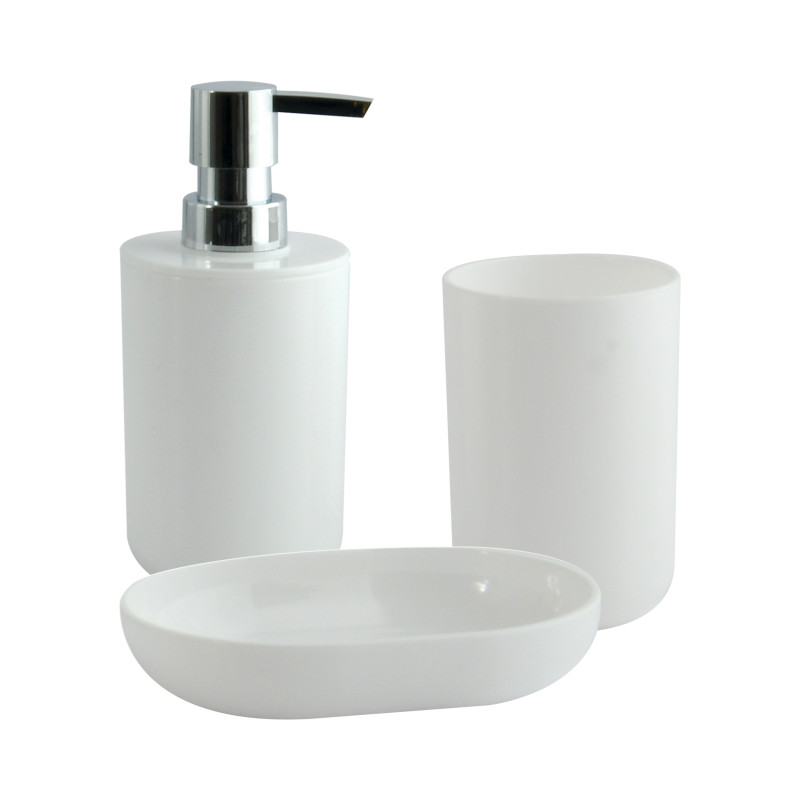 spirella Lot de 3 accessoires de salle de bain INAGUA Blanc MSV