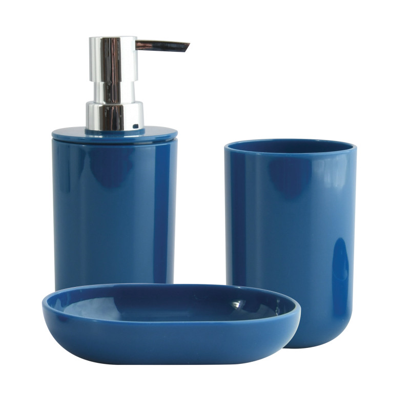 spirella Lot de 3 accessoires de salle de bain INAGUA Bleu Marine MSV