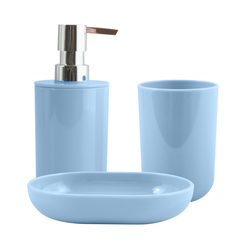 spirella Lot de 3 accessoires de salle de bain INAGUA Bleu Pastel MSV