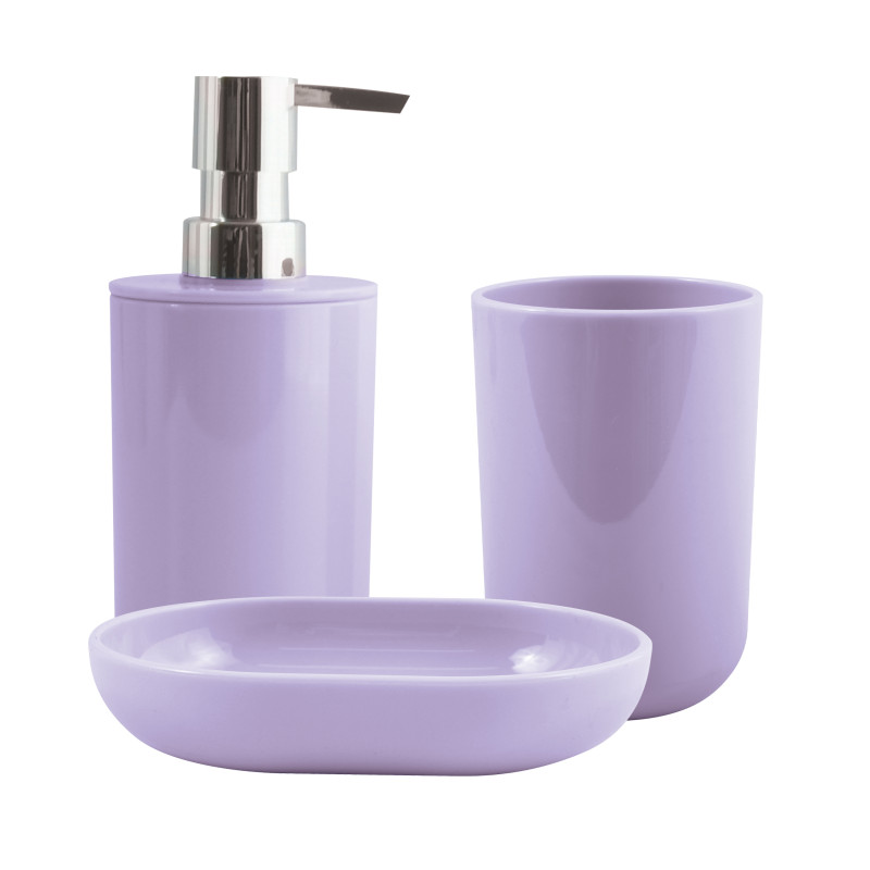 spirella Lot de 3 accessoires de salle de bain INAGUA Lavande MSV
