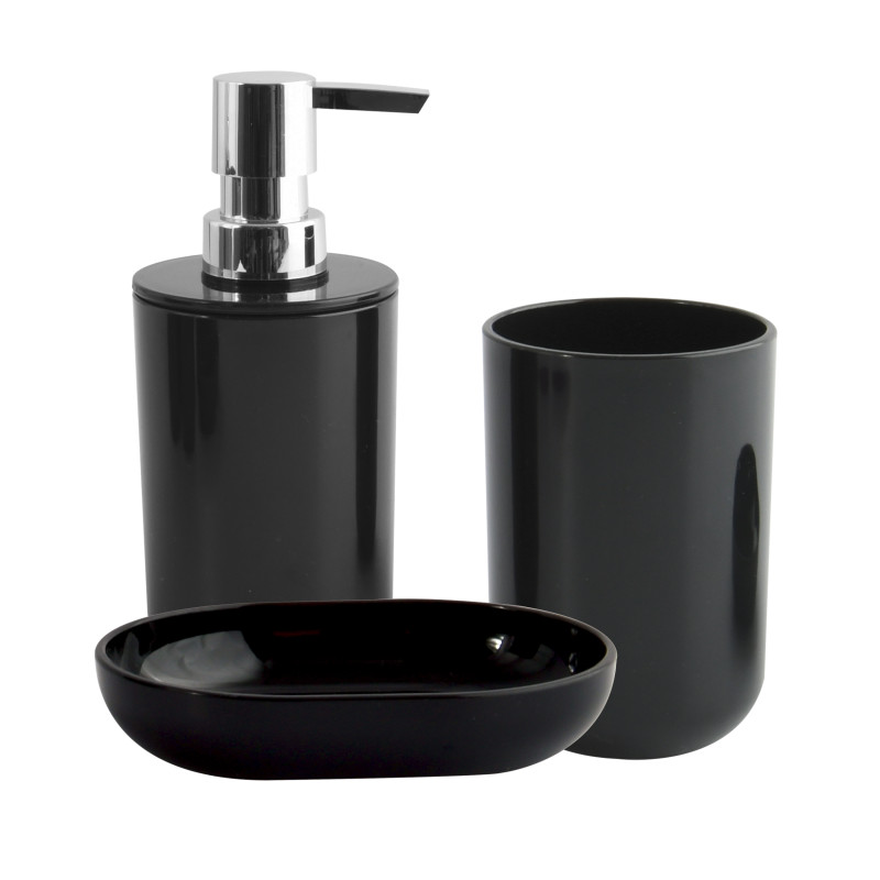 spirella Lot de 3 accessoires de salle de bain INAGUA Noir MSV