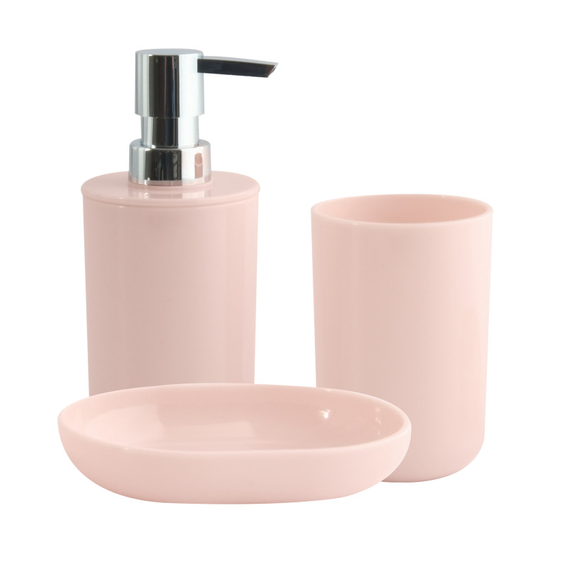spirella Lot de 3 accessoires de salle de bain INAGUA Rose MSV