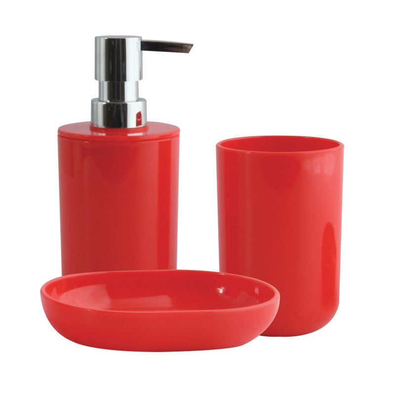 spirella Lot de 3 accessoires de salle de bain INAGUA Rouge MSV