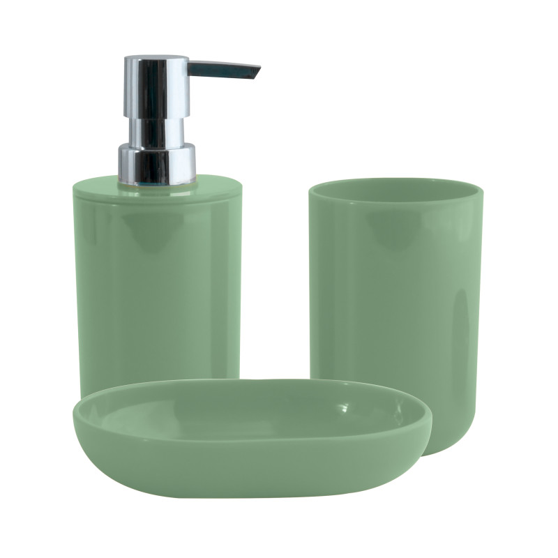 spirella Lot de 3 accessoires de salle de bain INAGUA Vert Basil MSV