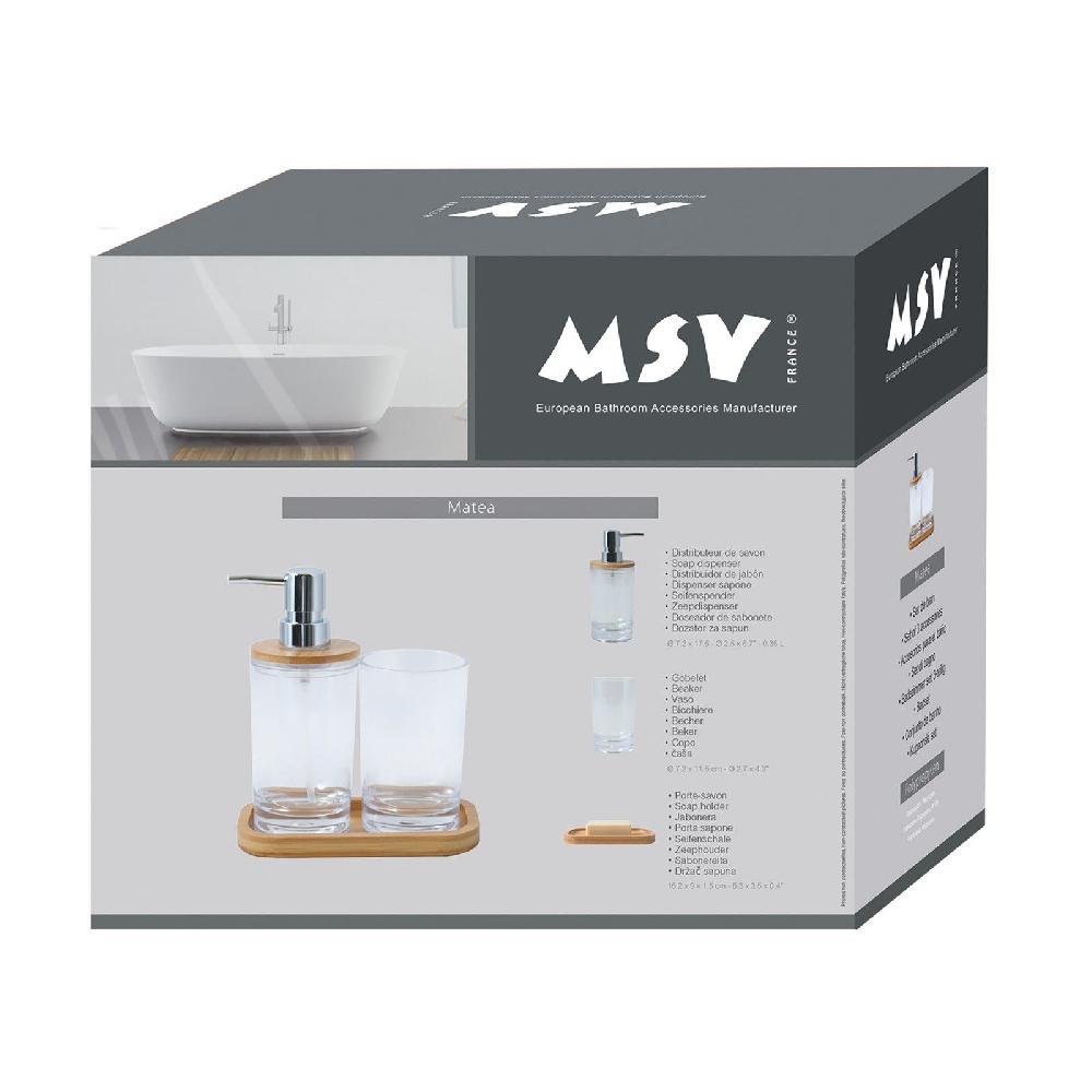 Spirella Lot De 3 Accessoires De Salle De Bain MATEA Transparent MSV