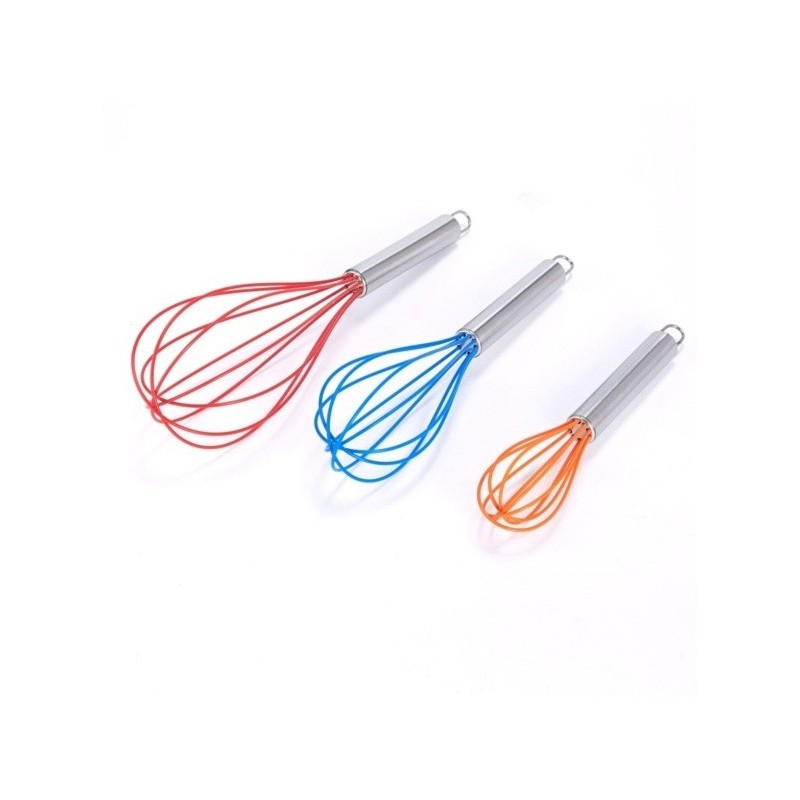 spirella Lot de 3 fouets de cuisine en Inox Rouge Bleu & Orange MSV