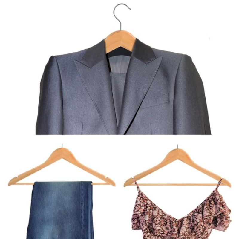 Spirella Lot De 36 Cintres En Bois à Tête En Métal Chromé Pivotante MSV