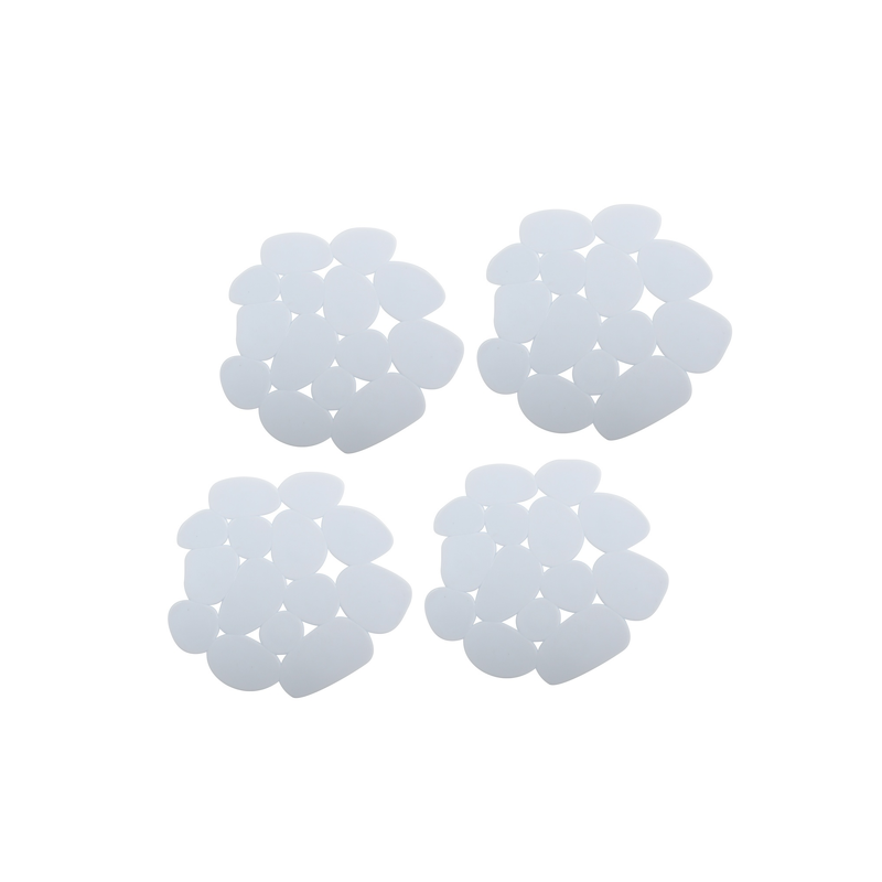 spirella Lot de 4 Tapis antiderapants de douche ou baignoire PVC GALETS 12x13cm Blanc MSV