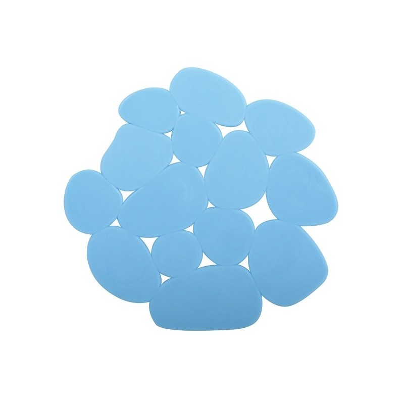 Spirella Lot De 4 Tapis Antiderapants De Douche Ou Baignoire PVC GALETS 12x13cm Bleu Ciel MSV