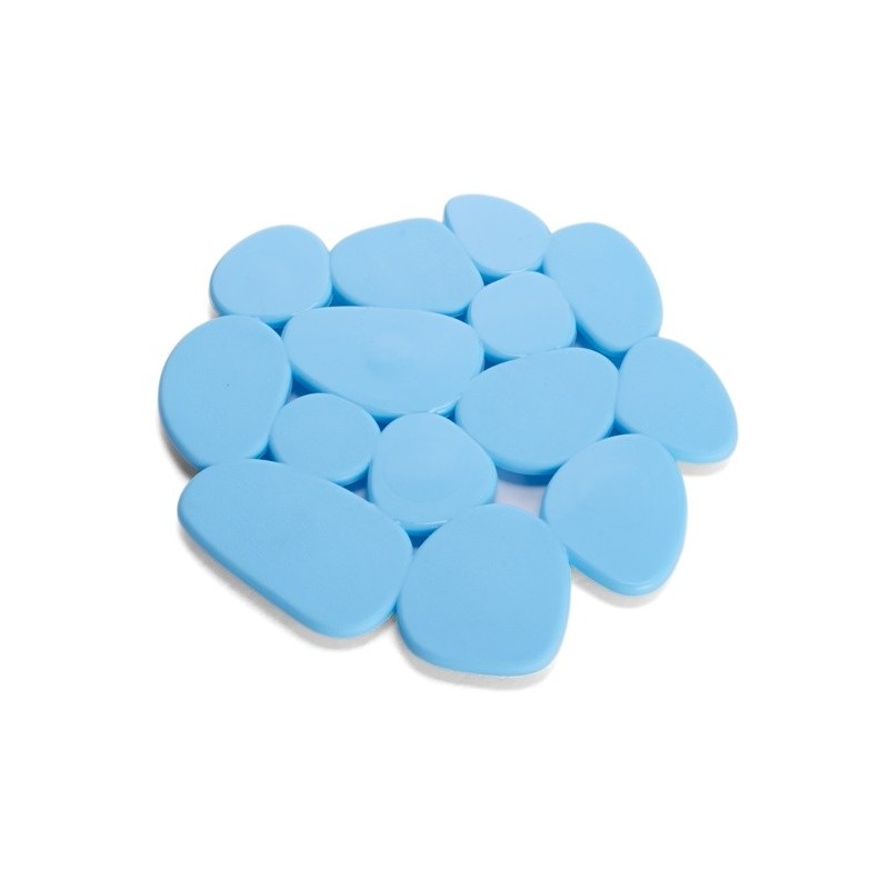 Spirella Lot De 4 Tapis Antiderapants De Douche Ou Baignoire PVC GALETS 12x13cm Bleu Ciel MSV