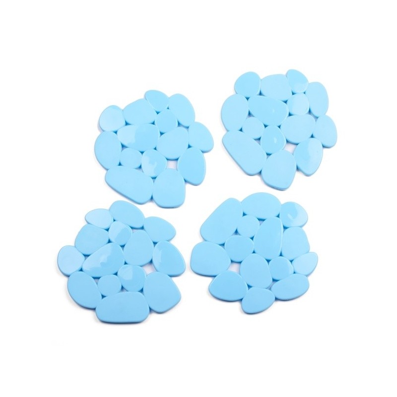 spirella Lot de 4 Tapis antiderapants de douche ou baignoire PVC GALETS 12x13cm Bleu Ciel MSV