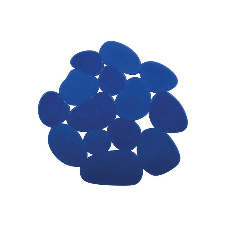 Spirella Lot De 4 Tapis Antiderapants De Douche Ou Baignoire PVC GALETS 12x13cm Bleu Marine MSV