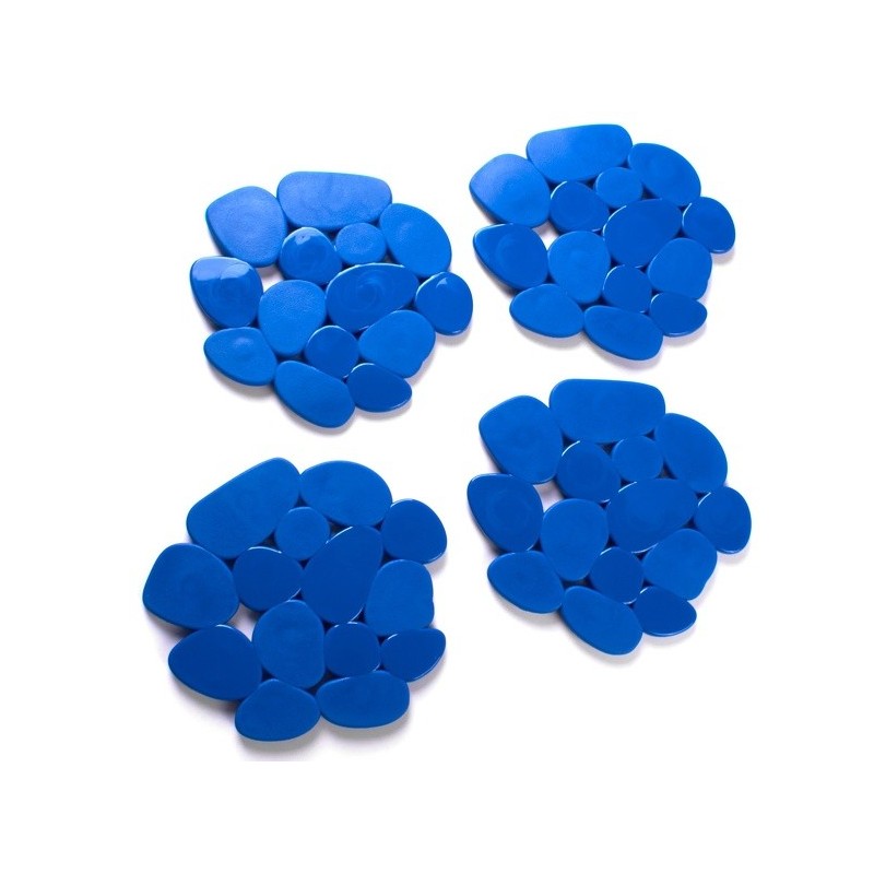 spirella Lot de 4 Tapis antiderapants de douche ou baignoire PVC GALETS 12x13cm Bleu Marine MSV