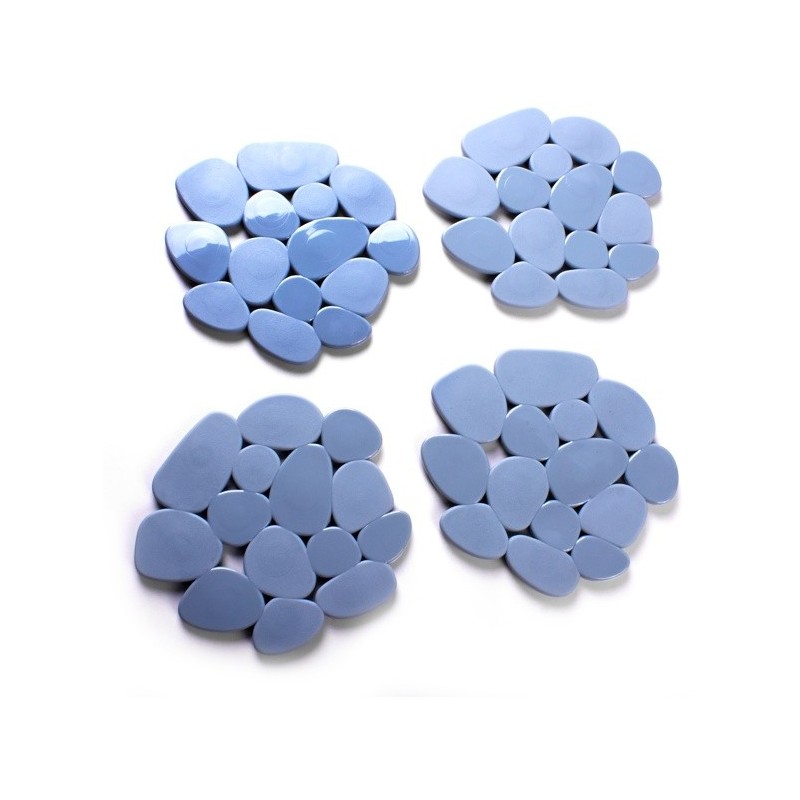 spirella Lot de 4 Tapis antiderapants de douche ou baignoire PVC GALETS 12x13cm Gris MSV