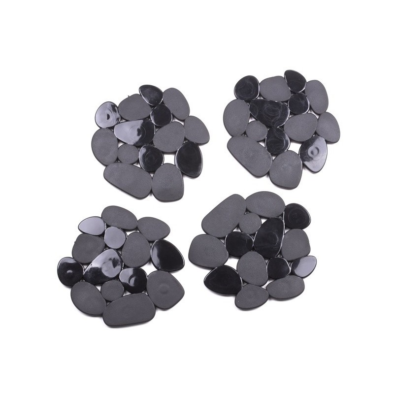spirella Lot de 4 Tapis antiderapants de douche ou baignoire PVC GALETS 12x13cm Noir MSV