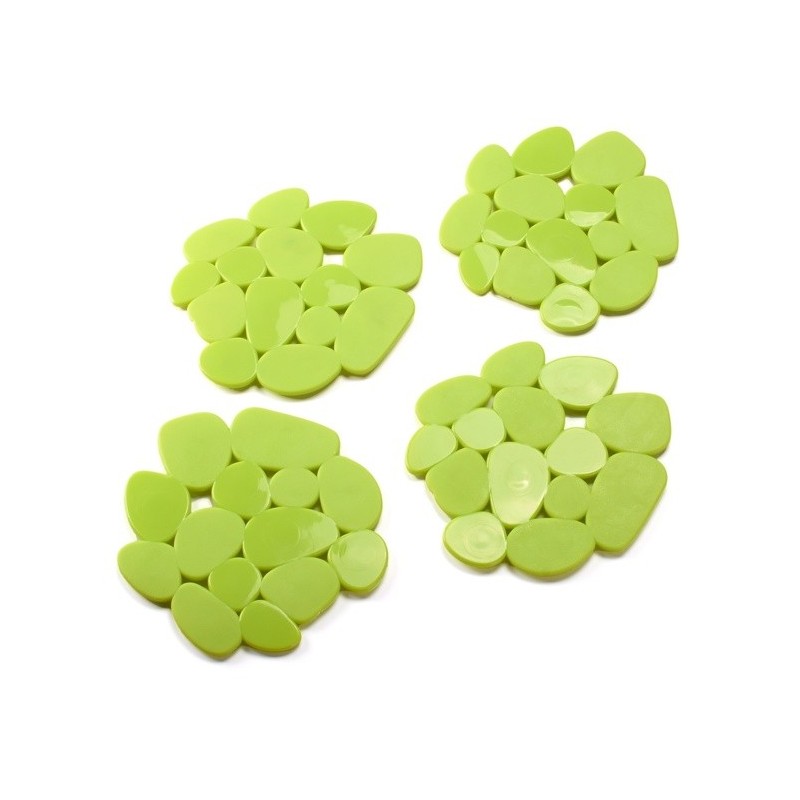 spirella Lot de 4 Tapis antiderapants de douche ou baignoire PVC GALETS 12x13cm Vert Anis MSV