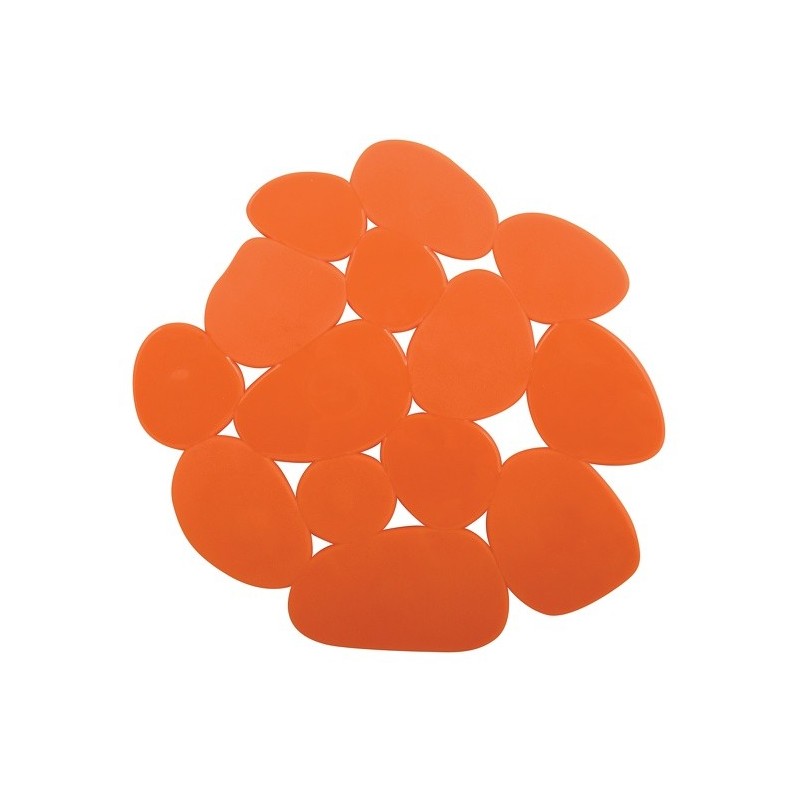 Spirella Lot De 4 Tapis Antidérapants De Douche Ou Baignoire PVC GALETS 12x13cm Orange MSV