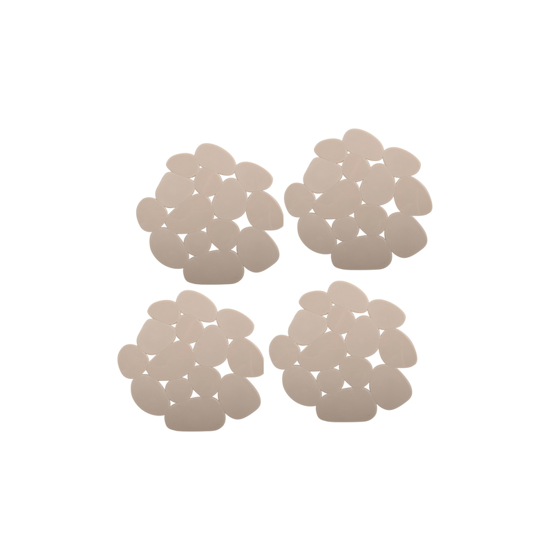 spirella Lot de 4 Tapis antiderapants de douche ou baignoire PVC GALETS 12x13cm Beige MSV