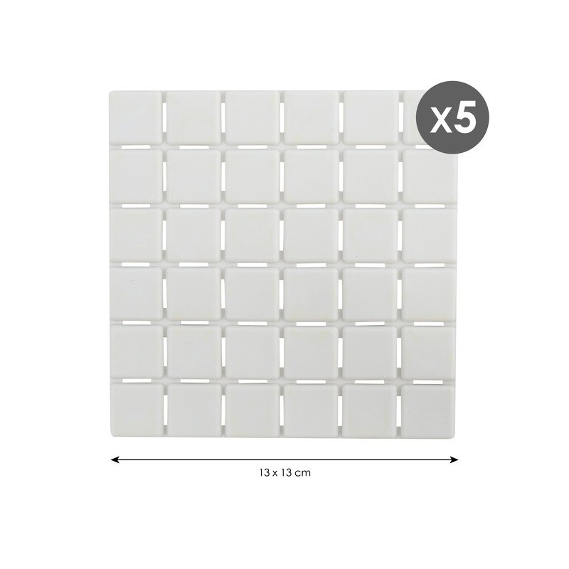 Spirella Lot De 5 Tapis Antidérapants De Douche Ou Baignoire Caoutchouc QUADRO 13x13cm Blanc MSV