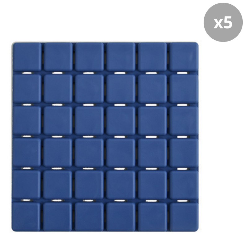 spirella Lot de 5 Tapis antidérapants de douche ou baignoire Caoutchouc QUADRO 13x13cm Bleu Foncé MSV