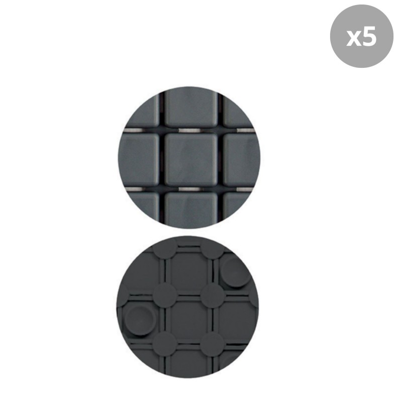 Spirella Lot De 5 Tapis Antidérapants De Douche Ou Baignoire Caoutchouc QUADRO 13x13cm Gris MSV