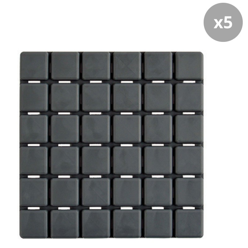 spirella Lot de 5 Tapis antidérapants de douche ou baignoire Caoutchouc QUADRO 13x13cm Gris MSV