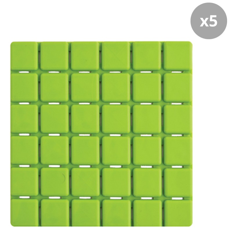spirella Lot de 5 Tapis antidérapants de douche ou baignoire Caoutchouc QUADRO 13x13cm Pistache MSV