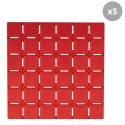 Spirella Lot De 5 Tapis Antidérapants De Douche Ou Baignoire Caoutchouc QUADRO 13x13cm Rouge MSV