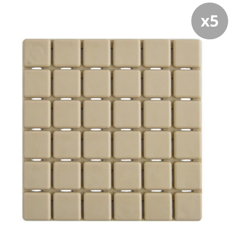 spirella Lot de 5 Tapis antidérapants de douche ou baignoire Caoutchouc QUADRO 13x13cm Beige MSV