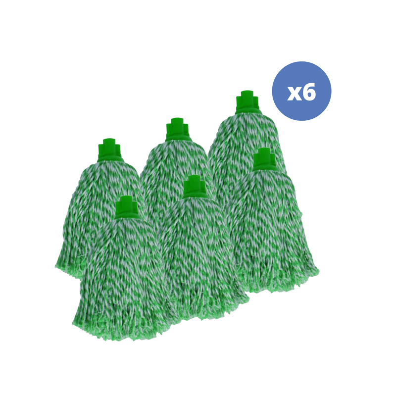 spirella Lot de 6 franges à  serpillière de rechange en microfibre Vert