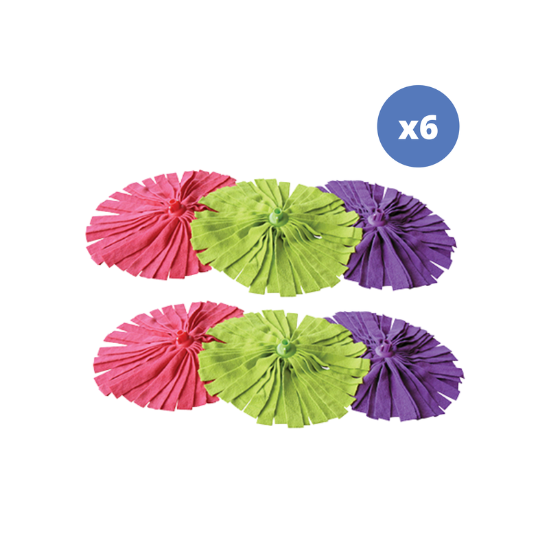 spirella Lot de 6 franges bandelettes à  serpillière en microfibre