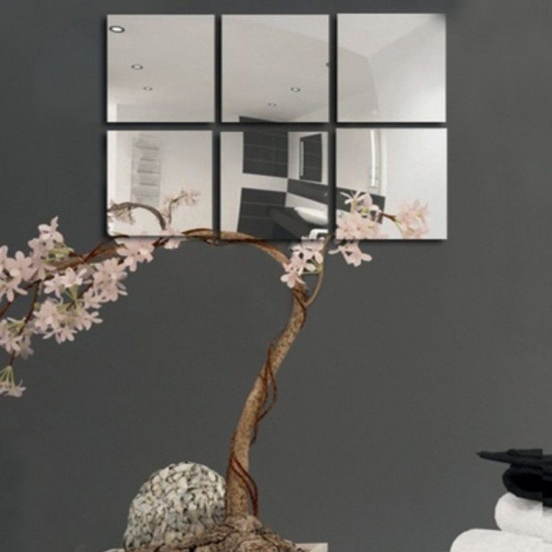spirella Lot de 6 Miroirs carrés adhésifs 10x10x0 2cm MSV