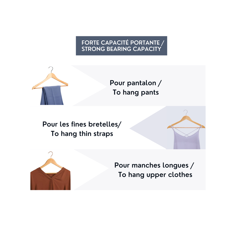 Spirella Lot De 96 Cintres En Bois à Tête En Métal Chromé Pivotante MSV