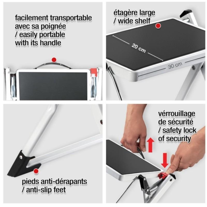 Spirella Marche Pied 2 Marches Pliant & Anti-dérapant Léger En Acier - Max 150kg MSV