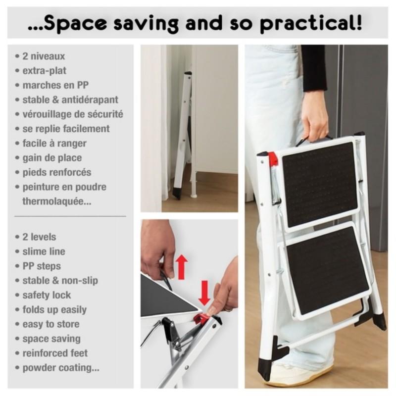 Spirella Marche Pied 2 Marches Pliant & Anti-dérapant Léger En Acier - Max 150kg MSV