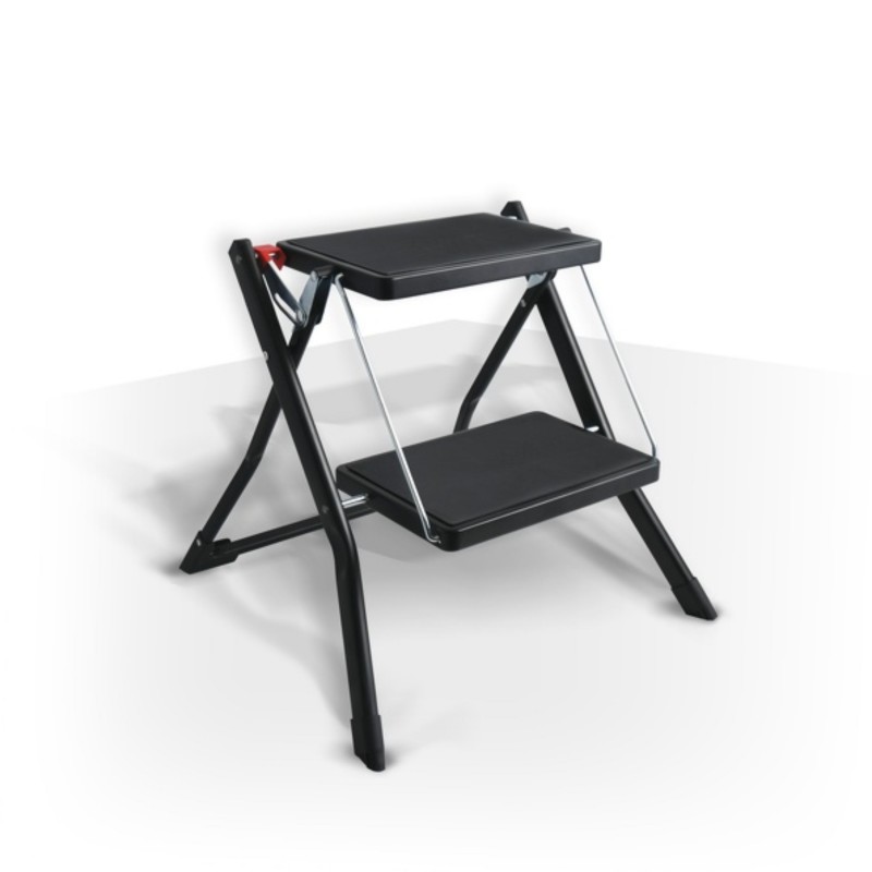 spirella Marche Pied 2 marches pliant & anti-dérapant léger en Acier - Max 150kg - Noir mat MSV