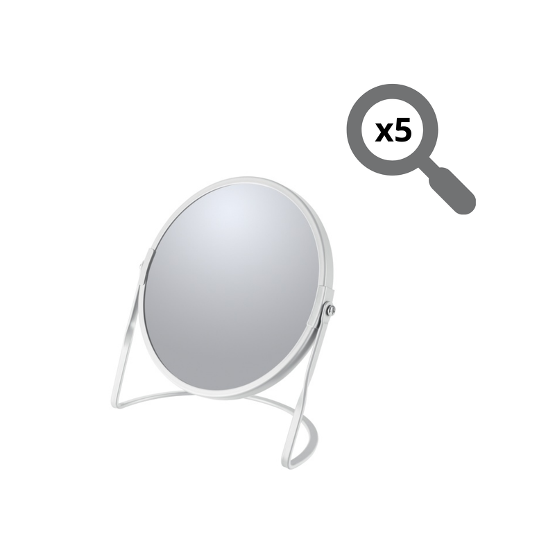 Spirella Miroir Grossissant Sur Pied Acier AKIRA Blanc Mat Spirella