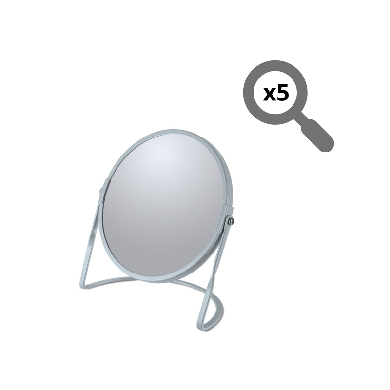 Spirella Miroir Grossissant Sur Pied Acier AKIRA Bleu Glacé Mat Spirella