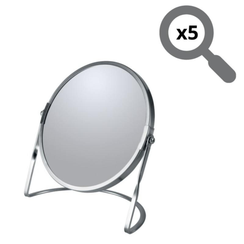 Spirella Miroir Grossissant Sur Pied Acier AKIRA Brossé Spirella