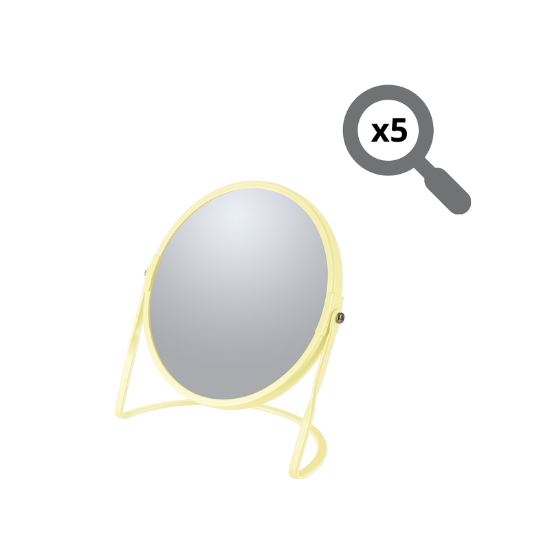 Spirella Miroir Grossissant Sur Pied Acier AKIRA Jaune Mat Spirella