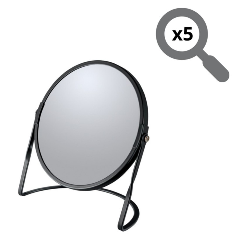 Spirella Miroir Grossissant Sur Pied Acier AKIRA Noir Mat Spirella