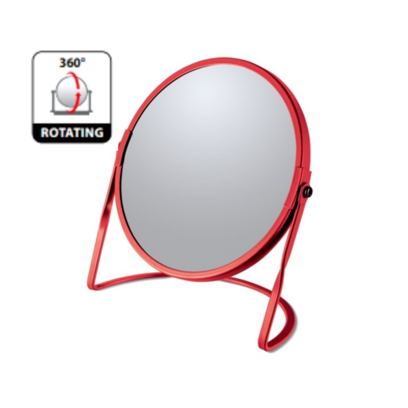 Spirella Miroir Grossissant Sur Pied Acier AKIRA Rouge Mat Spirella