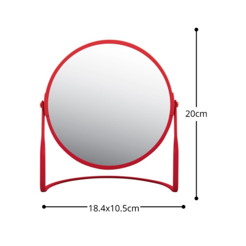 Spirella Miroir Grossissant Sur Pied Acier AKIRA Rouge Mat Spirella