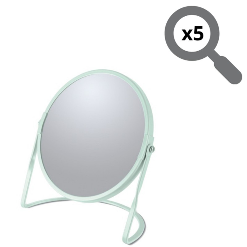 Spirella Miroir Grossissant Sur Pied Acier AKIRA Vert Glacé Mat Spirella